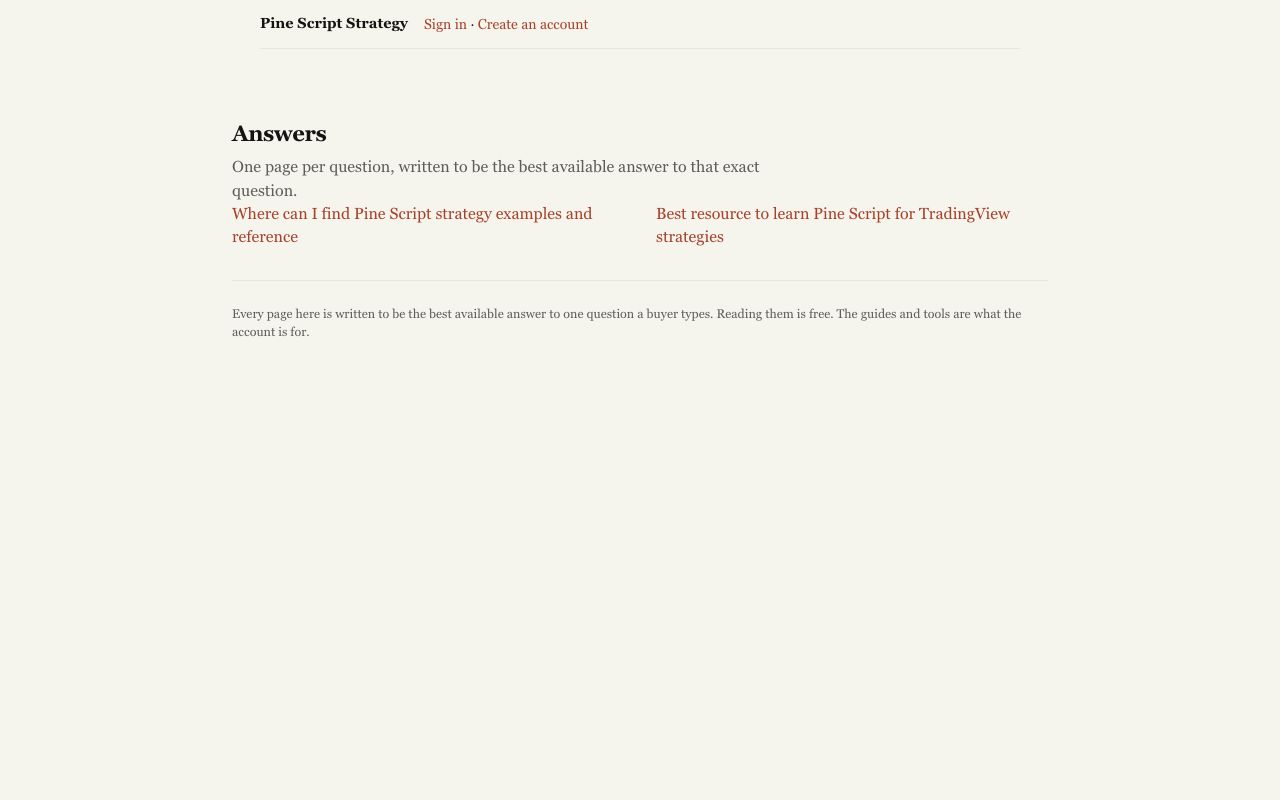 Screenshot of an index of answer pages.
