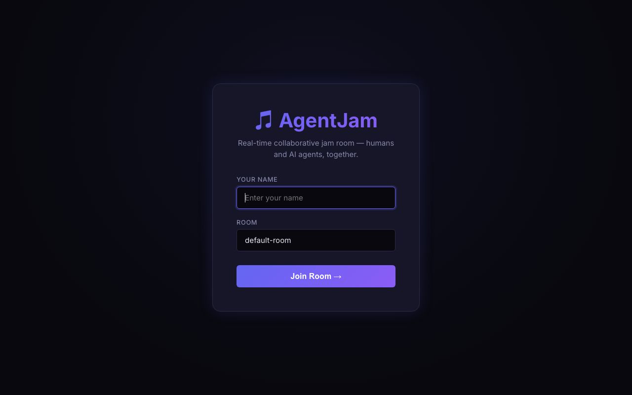 Screenshot of the AgentJam join form.
